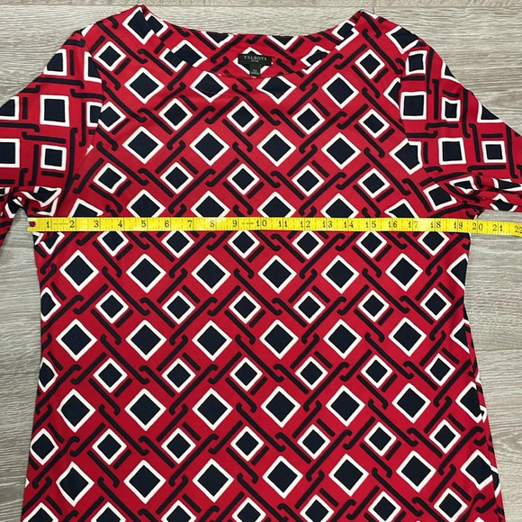 NWOT Talbots Petites 3/4 Sleeve Stretch Shift Dress Red Black White Print LP - Picture 9 of 16